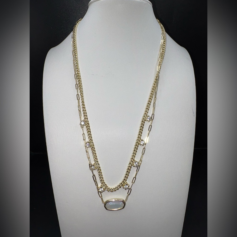 Kendra Scott Gold Layered Necklace with White Accents